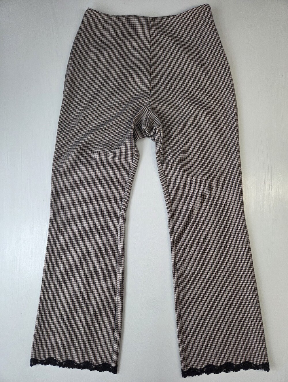 Reformation Houndstooth Lace Trim Pants